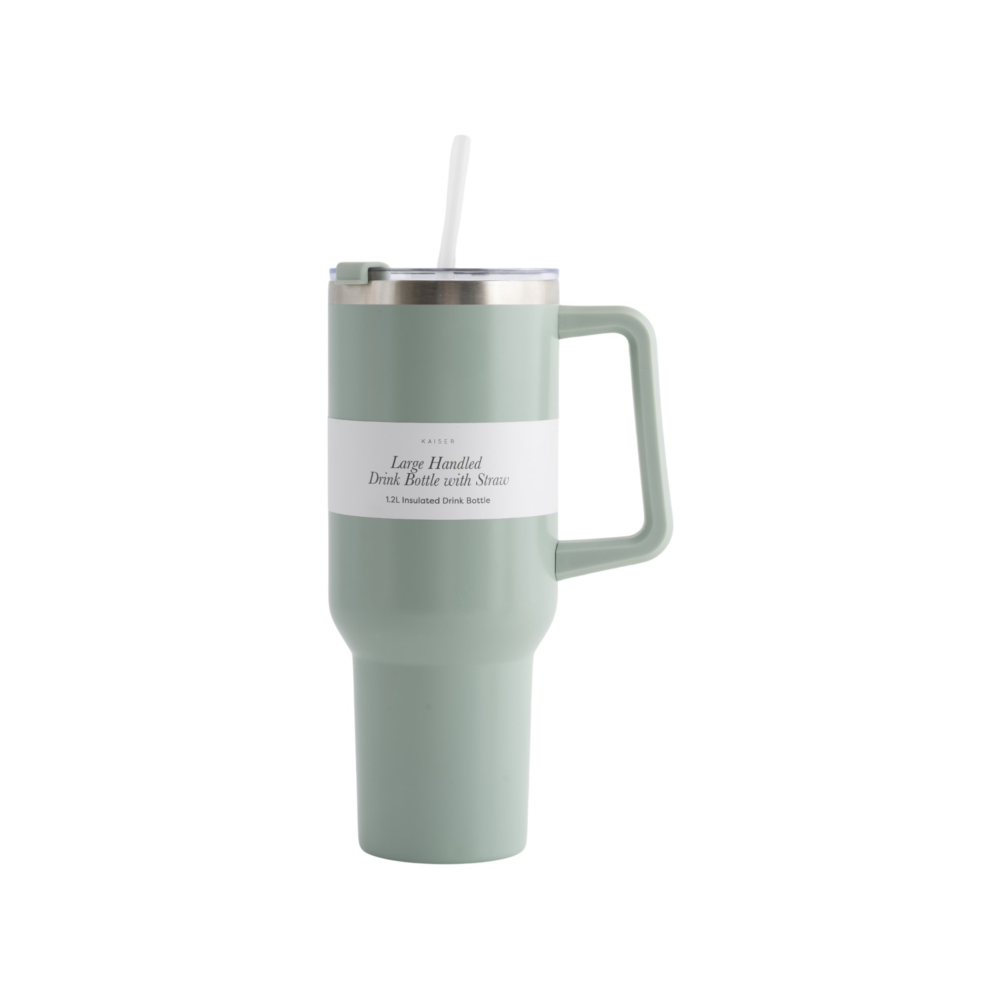 House Series Large Handled Drink Bottle with Straw 1.2lt - SAGE